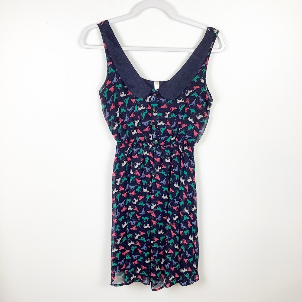 Xhilaration Horse‎ Graphic Print Dress Multi-Color Lined Women Size XS Collar